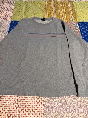 Patagonia Gray Long-Sleeve Crew with Wave Detail